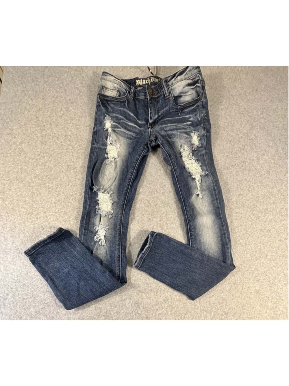 Machine Distressed Jeans Skinny Preowned Juniors Size 7 Light Blue Jeans